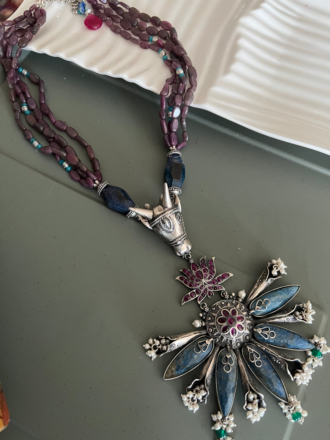 Exquisite Silver Handcrafted Fusion Pendant Necklace - Elevate Your Elegance