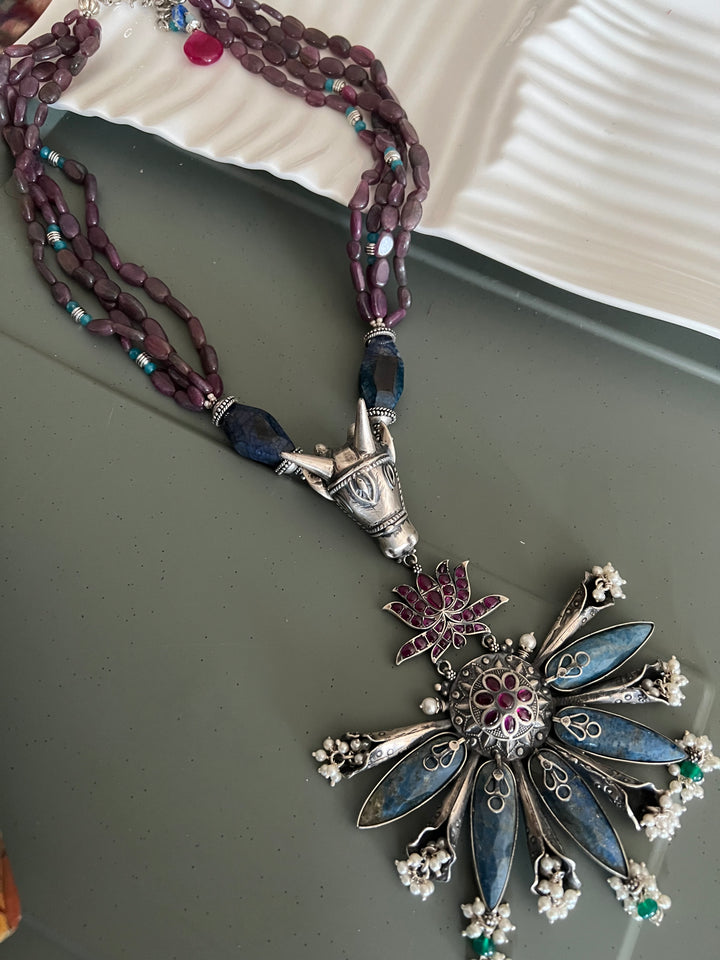 Exquisite Silver Handcrafted Fusion Pendant Necklace - Elevate Your Elegance