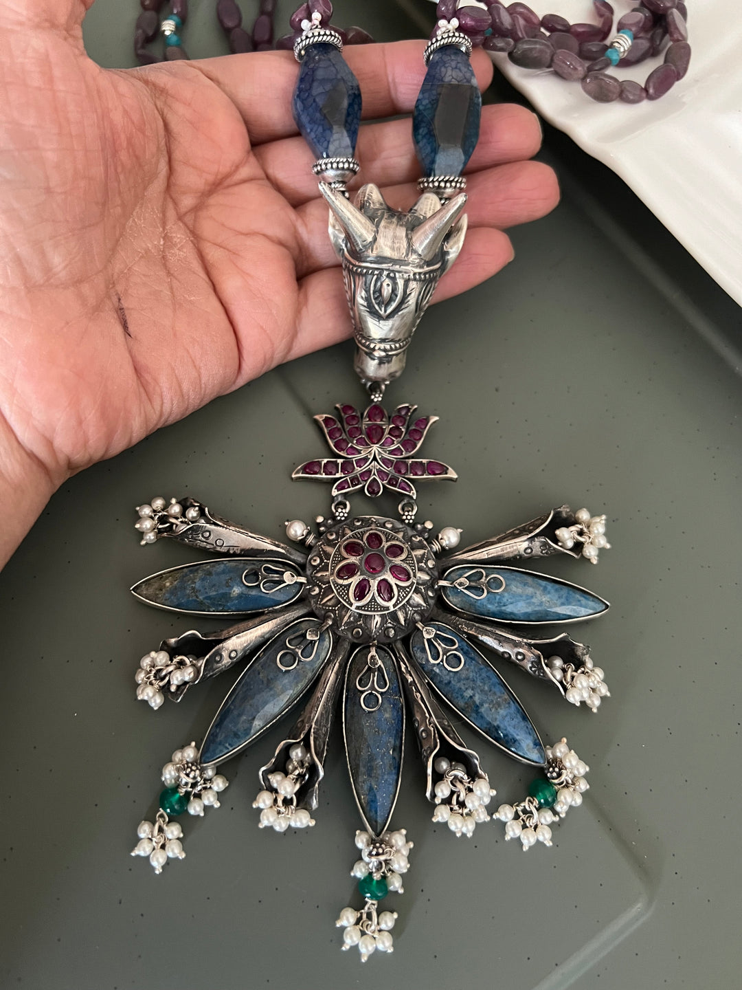 Exquisite Silver Handcrafted Fusion Pendant Necklace - Elevate Your Elegance