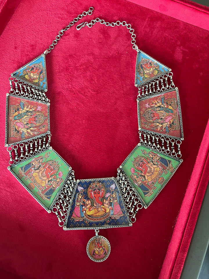 Exquisite Pure 925 Silver Ashtvinayak/ Ganesha Necklace - Premium Quality Craftsmanship