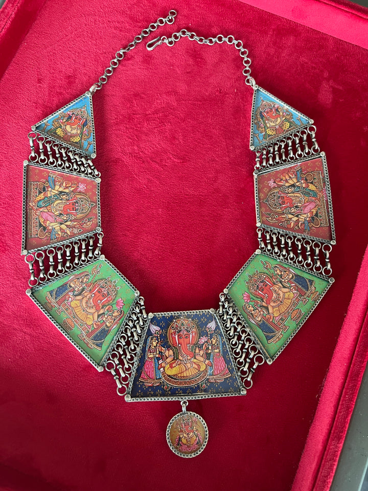 Exquisite Pure 925 Silver Ashtvinayak/ Ganesha Necklace - Premium Quality Craftsmanship