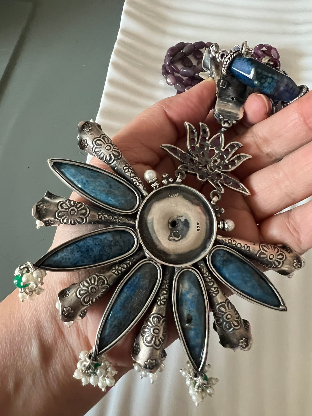 Exquisite Silver Handcrafted Fusion Pendant Necklace - Elevate Your Elegance