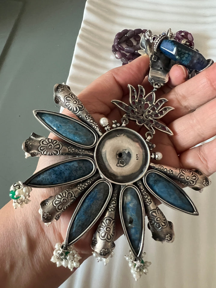 Exquisite Silver Handcrafted Fusion Pendant Necklace - Elevate Your Elegance