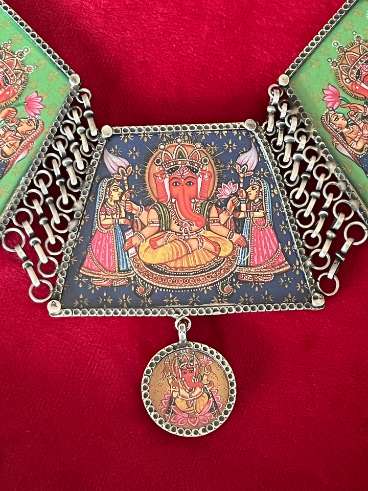 Exquisite Pure 925 Silver Ashtvinayak/ Ganesha Necklace - Premium Quality Craftsmanship