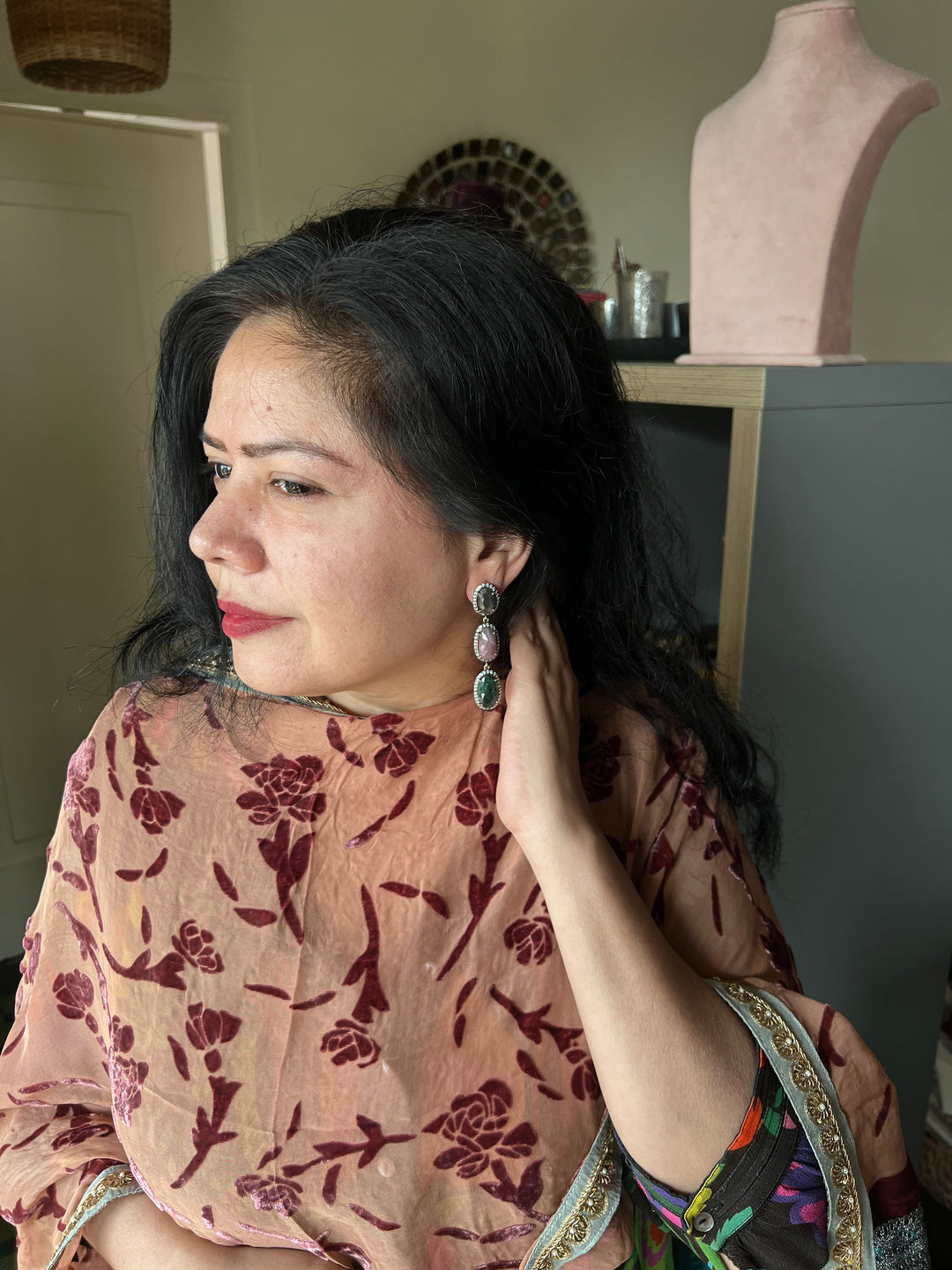 Elegant Pure Silver Multi Sapphire Earrings/ Real Silver Jewlery/ Pure Silver Earrings/ Silver Lovers