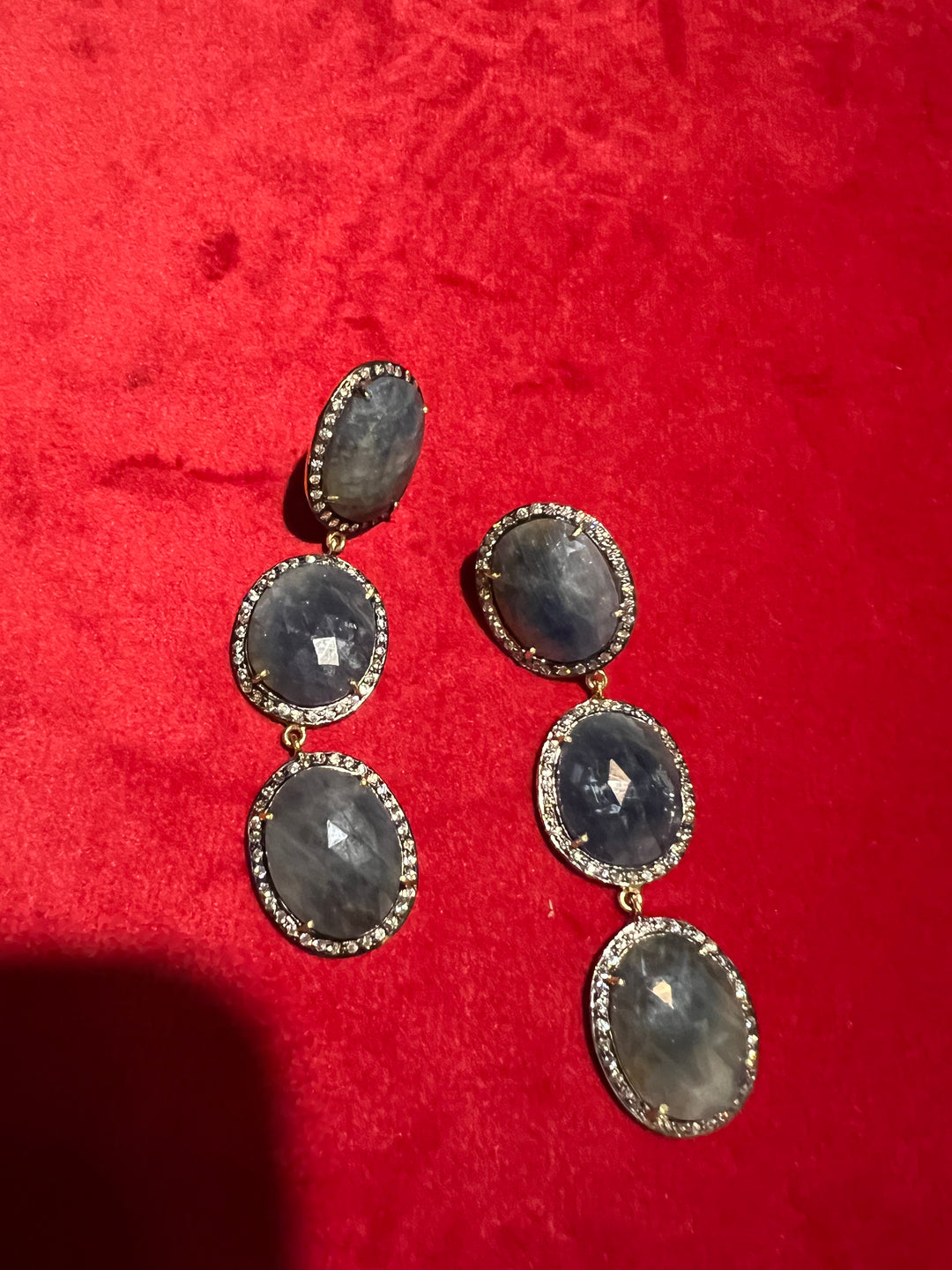 Elegant Pure Silver Sapphire Earrings/ Real Silver Jewlery/ Pure Silver Earrings/ Silver Lovers