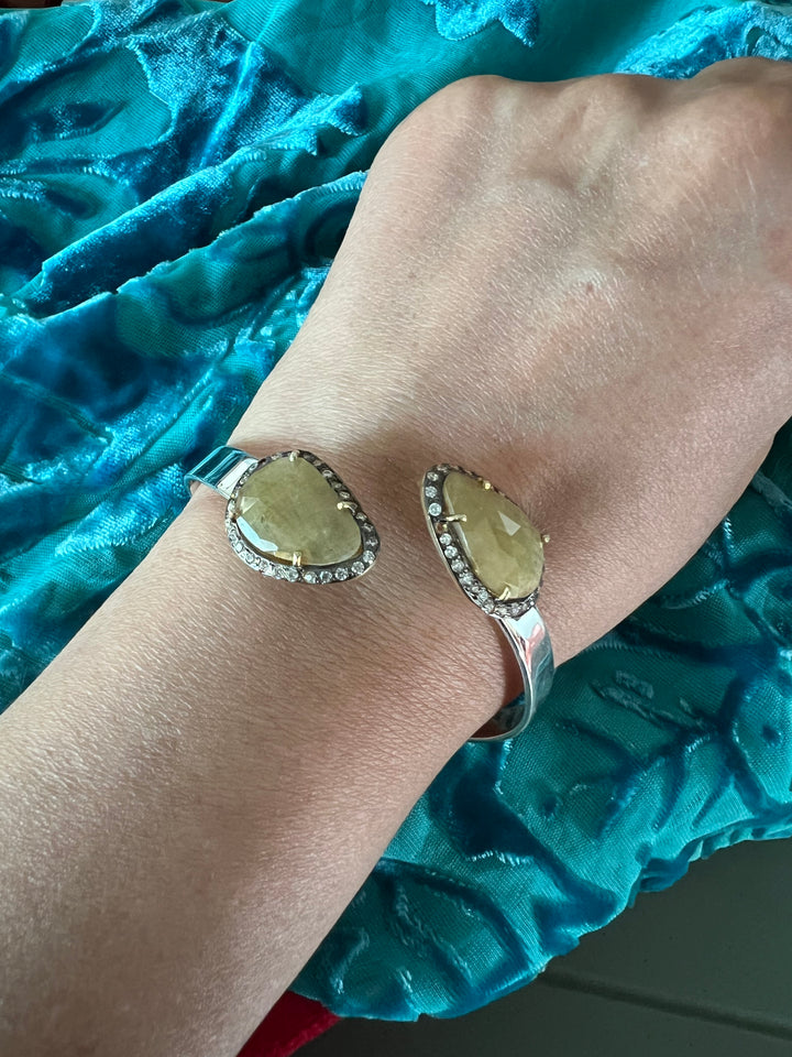 Exquisite 925 Silver Sapphire Open Cuff Bracelet - Unparalleled Quality and Style