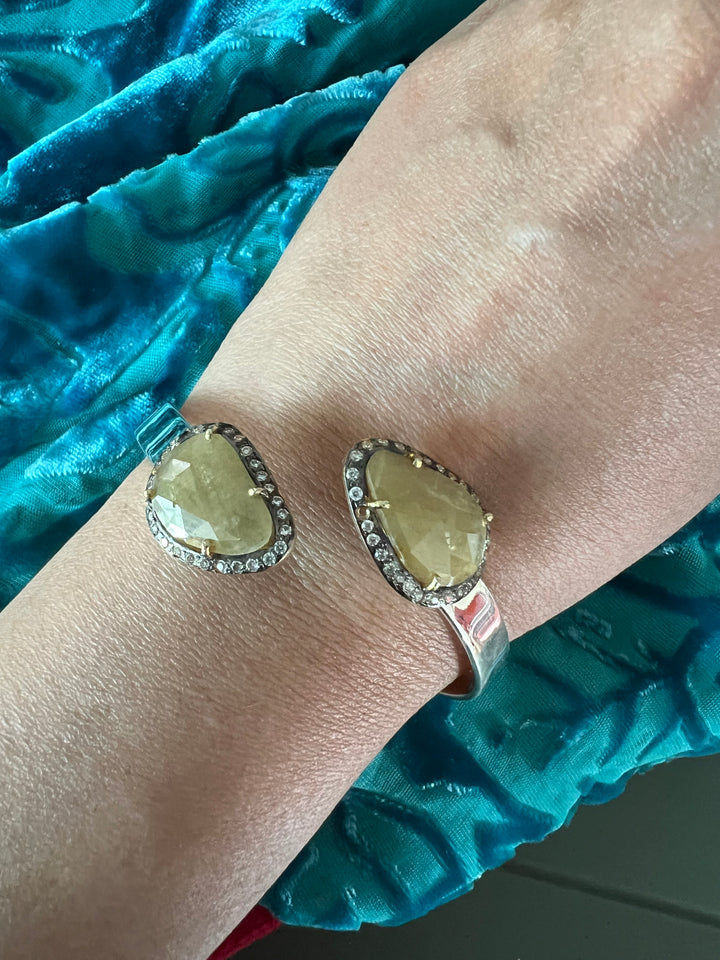 Exquisite 925 Silver Sapphire Open Cuff Bracelet - Unparalleled Quality and Style