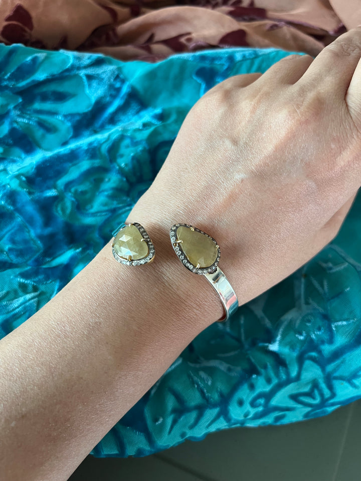 Exquisite 925 Silver Sapphire Open Cuff Bracelet - Unparalleled Quality and Style