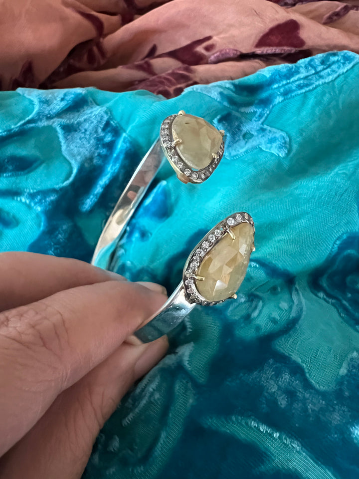 Exquisite 925 Silver Sapphire Open Cuff Bracelet - Unparalleled Quality and Style