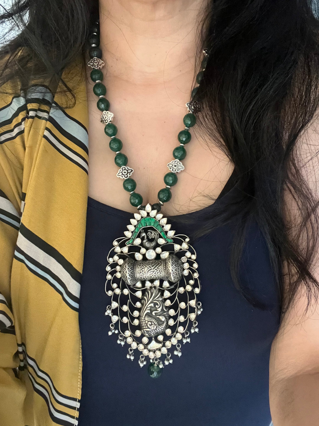 Exquisite Silver Handcrafted Fusion Pendant Necklace - Elevate Your Elegance