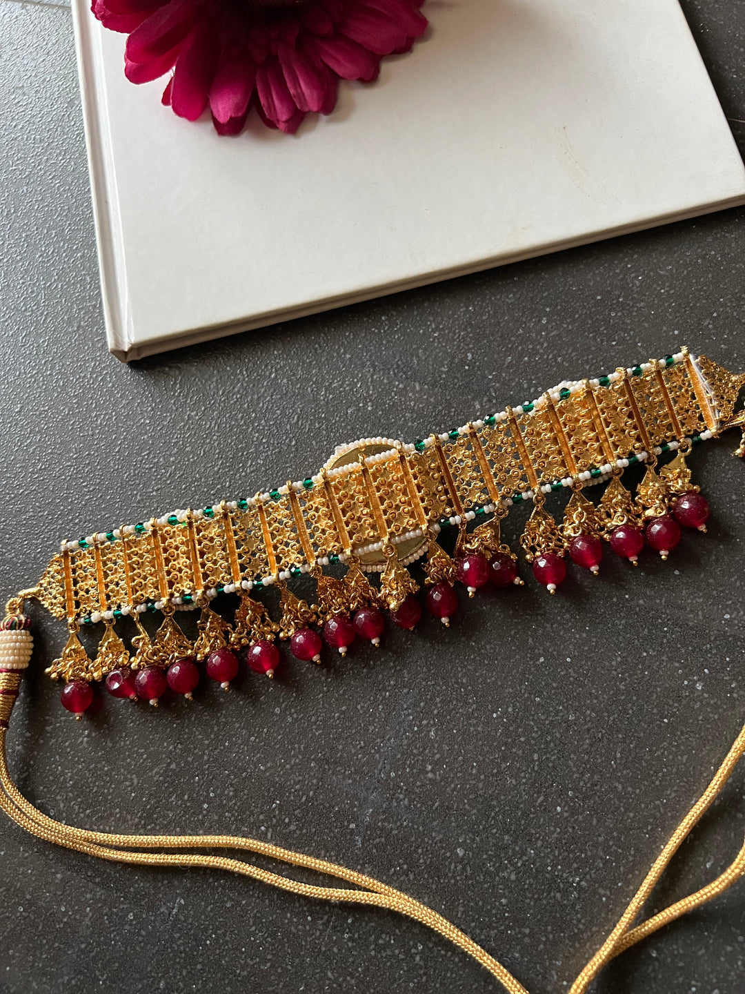 Elegant Gold Tone Choker with Jhumkas - Perfect for Wedding Parties!