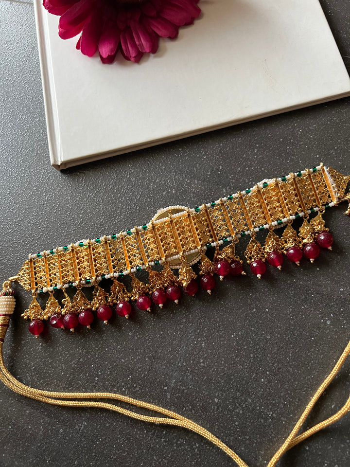 Elegant Gold Tone Choker with Jhumkas - Perfect for Wedding Parties!