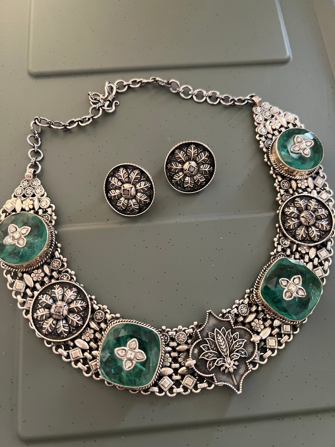 Doublet Stone 925 Silver necklace set