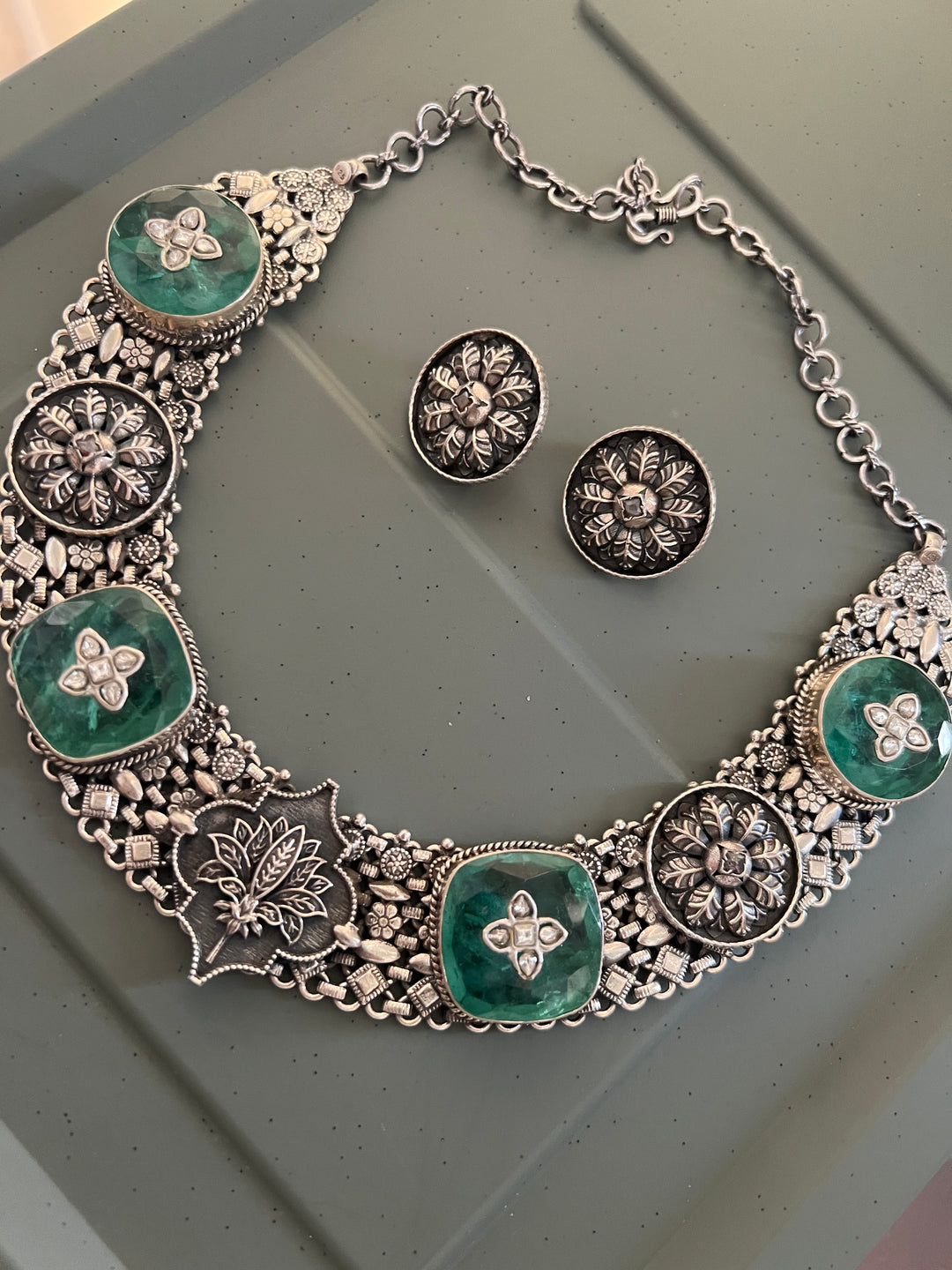 Doublet Stone 925 Silver necklace set