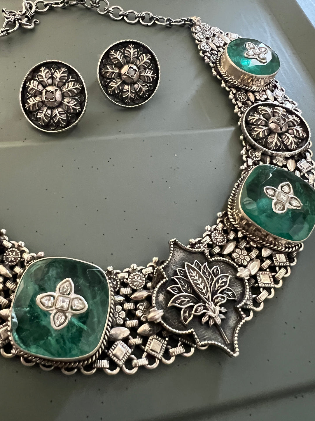 Doublet Stone 925 Silver necklace set