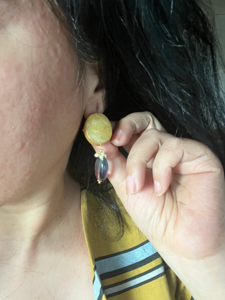 Fluorite Drop Natural Sapphire Studs - Premium Quality, Exquisite Craftsmanship