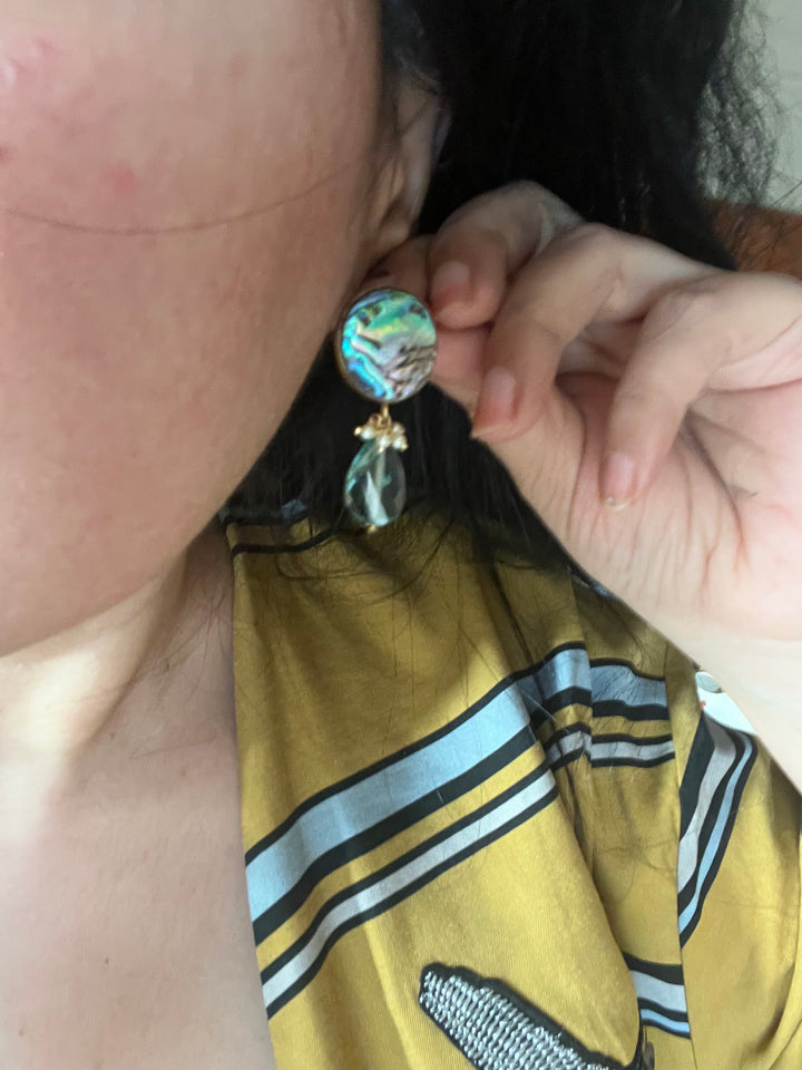 Fluorite Drop Natural Abalone Studs - Premium Quality, Exquisite Craftsmanship