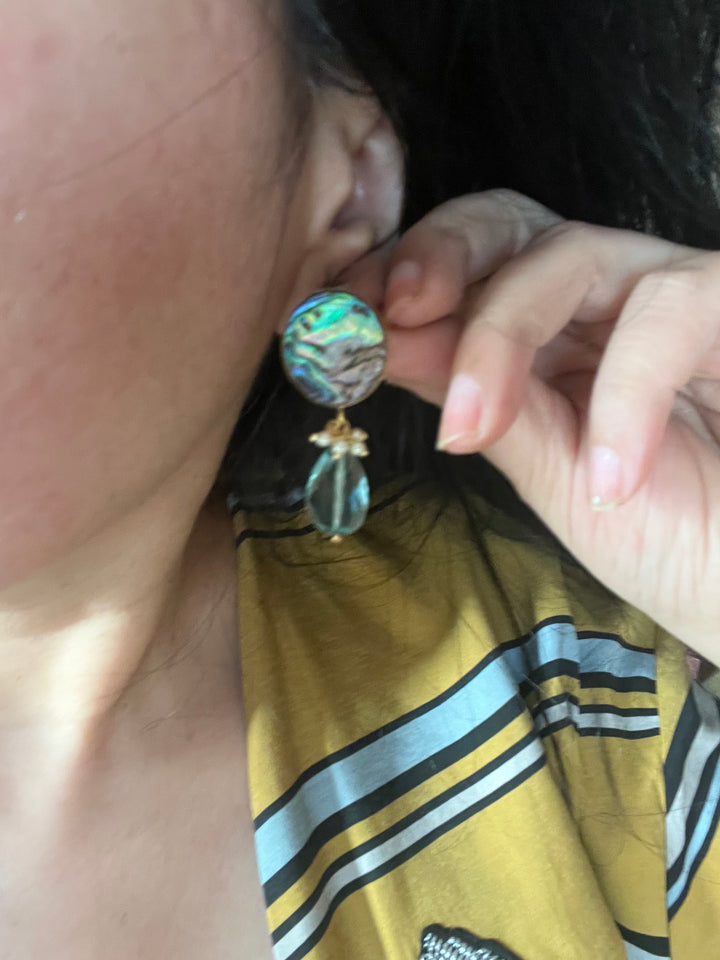 Fluorite Drop Natural Abalone Studs - Premium Quality, Exquisite Craftsmanship