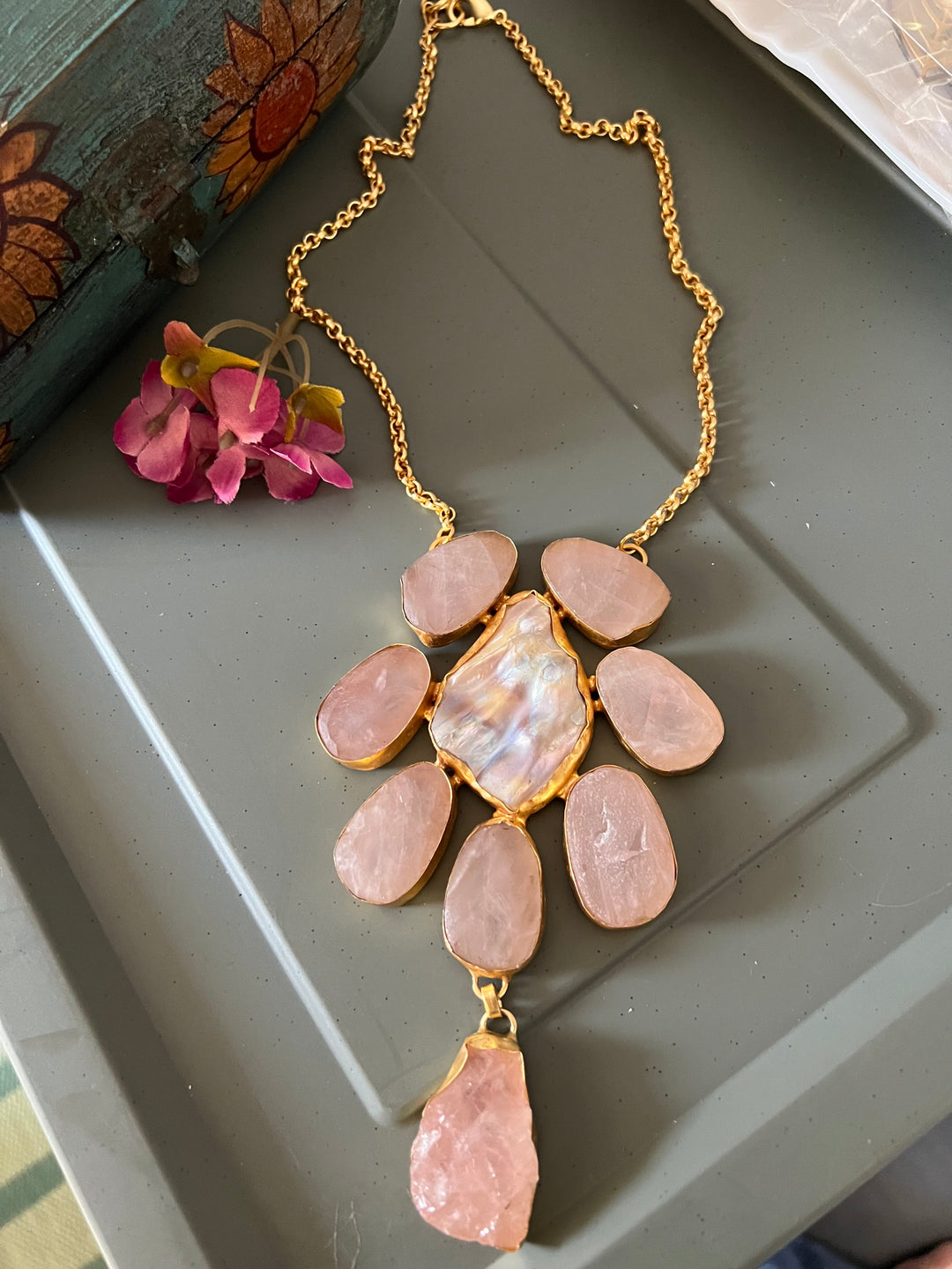 Statement Natural Stones Handmade Pendant Necklace - Elevate Your Elegance