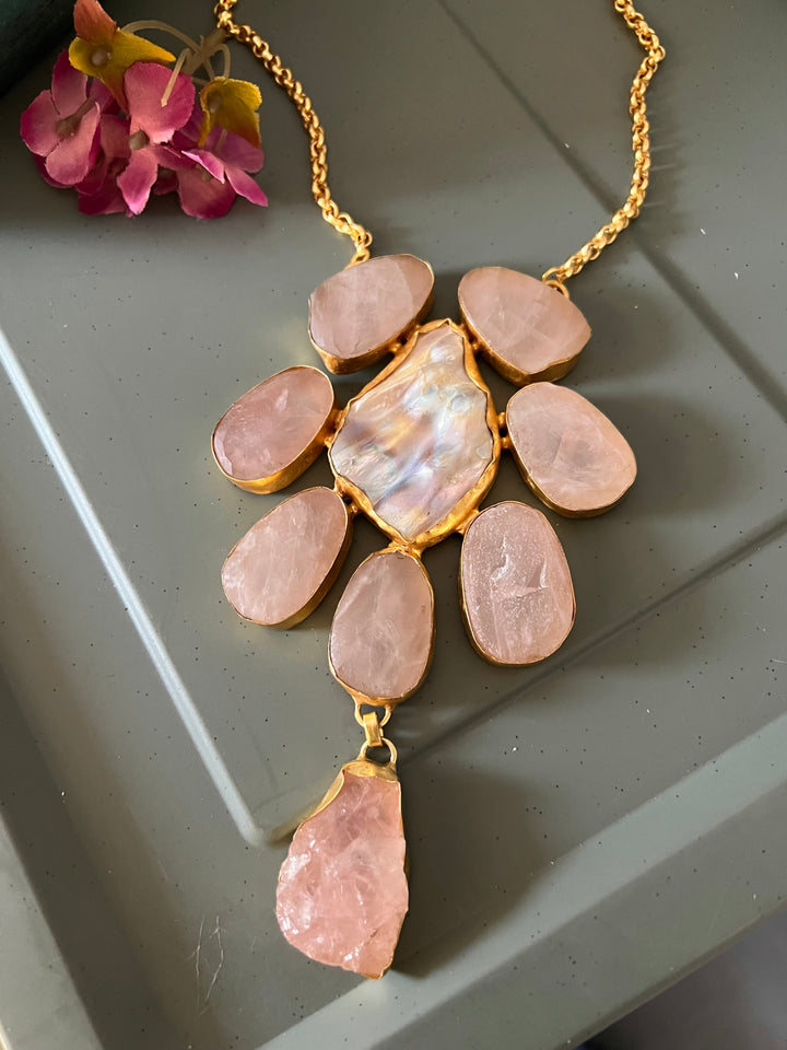 Statement Natural Stones Handmade Pendant Necklace - Elevate Your Elegance