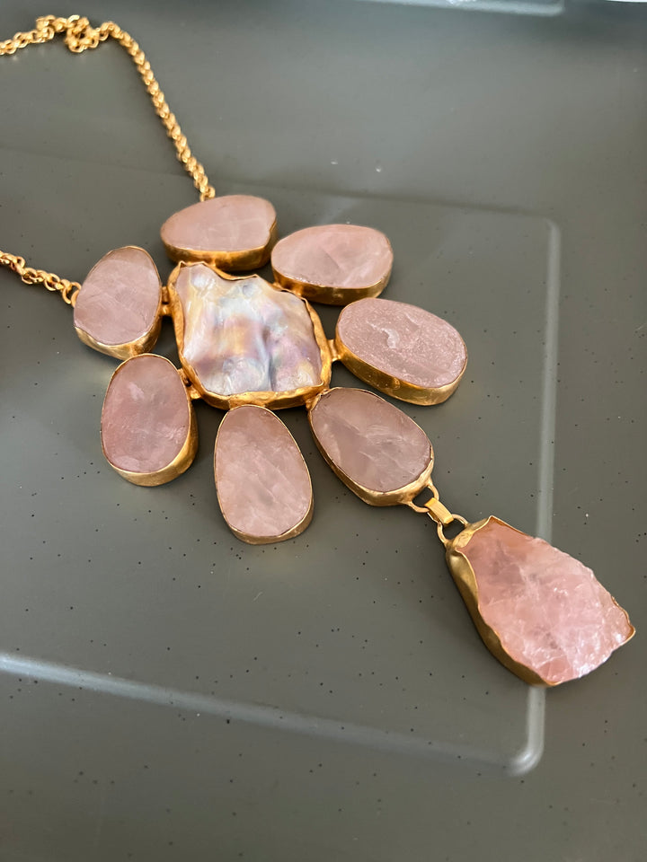 Statement Natural Stones Handmade Pendant Necklace - Elevate Your Elegance