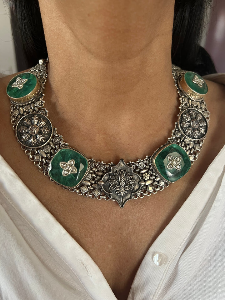 Doublet Stone 925 Silver necklace set