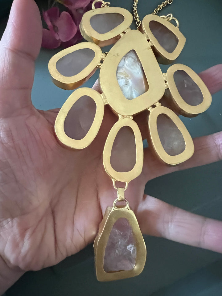 Statement Natural Stones Handmade Pendant Necklace - Elevate Your Elegance