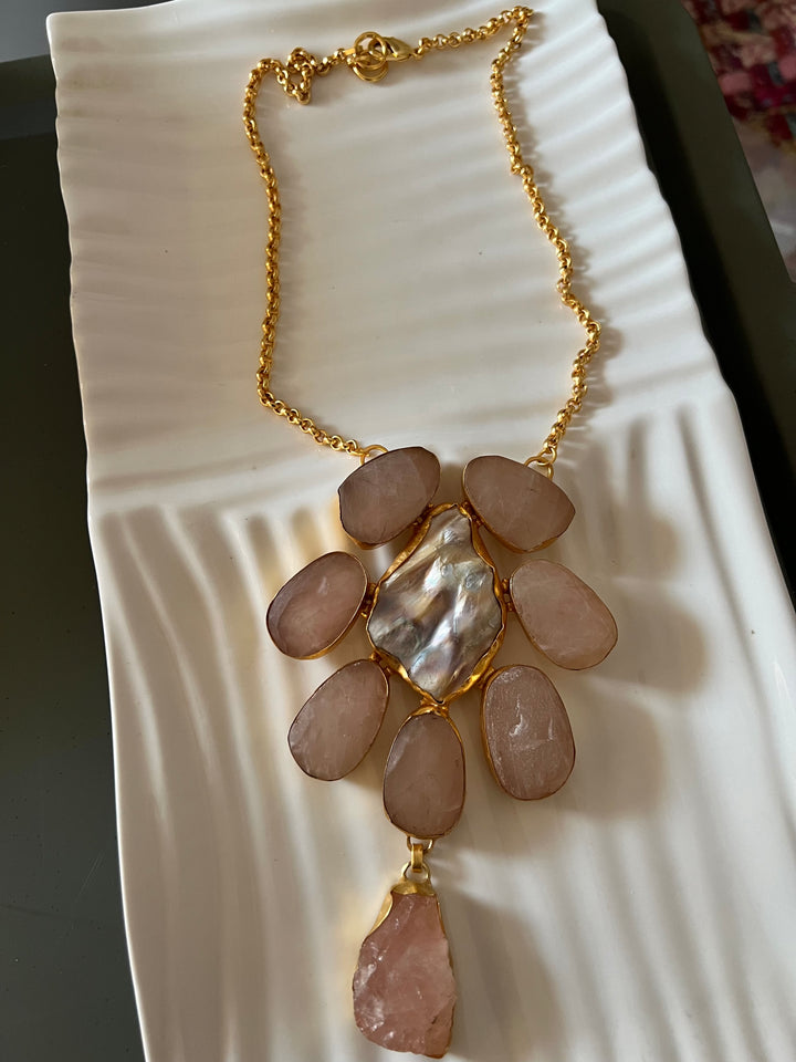 Statement Natural Stones Handmade Pendant Necklace - Elevate Your Elegance
