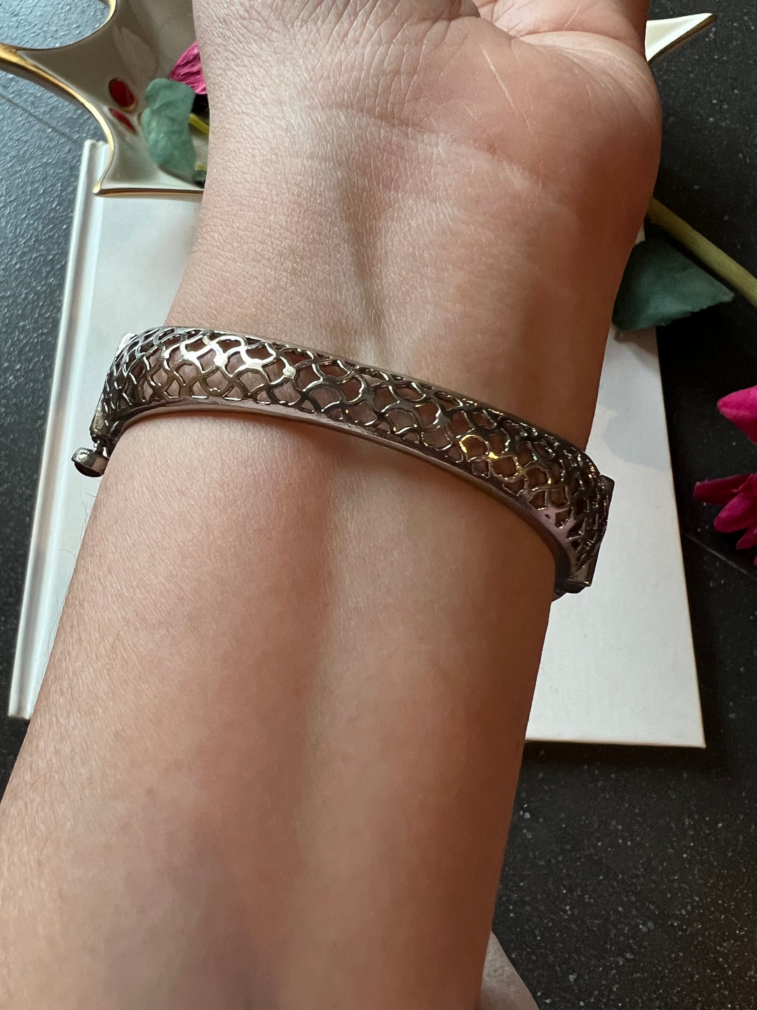 Polki Stone Bracelet - 925 Silver Gold Plated