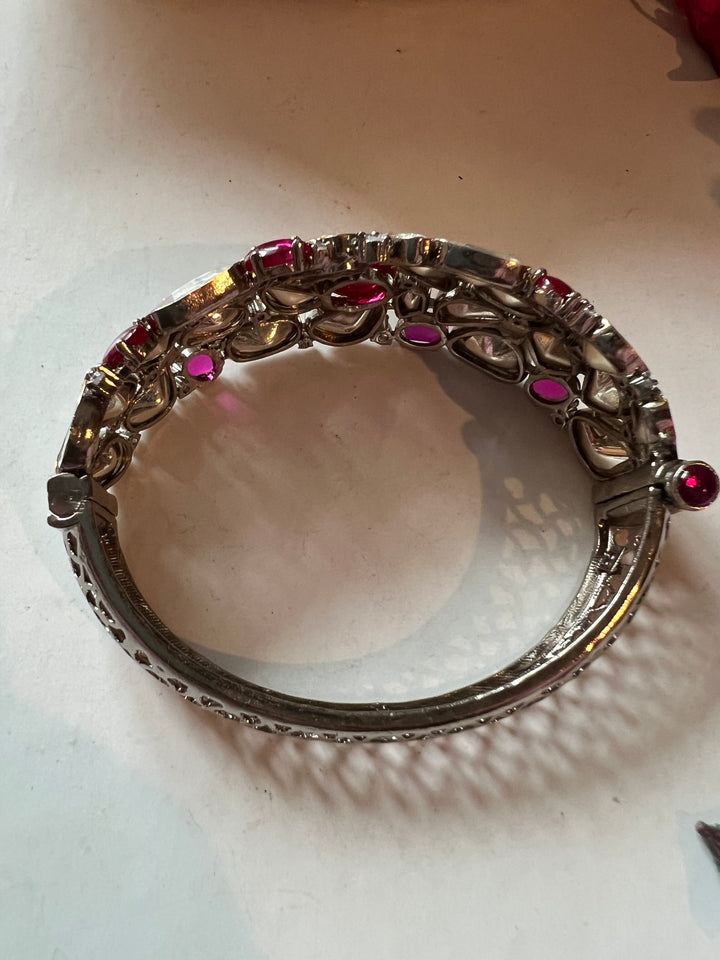 Polki Stone Bracelet - 925 Silver Gold Plated