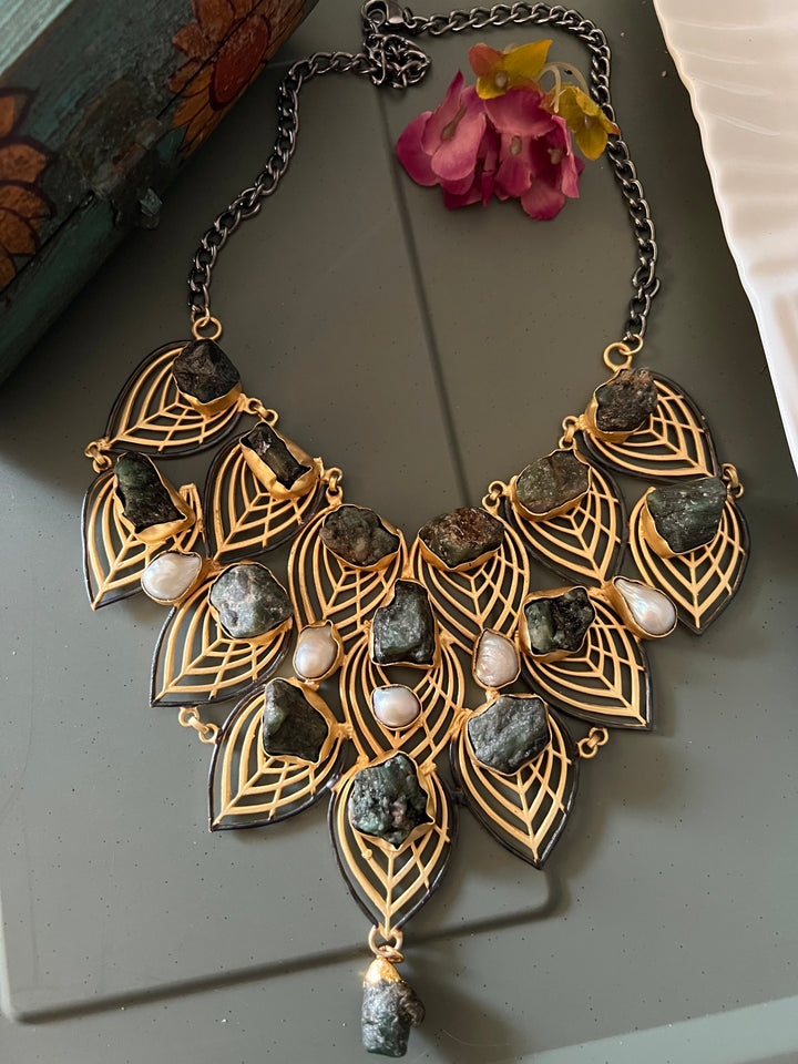Statement Natural Raw Gemstones Handmade Necklace - Elevate Your Elegance