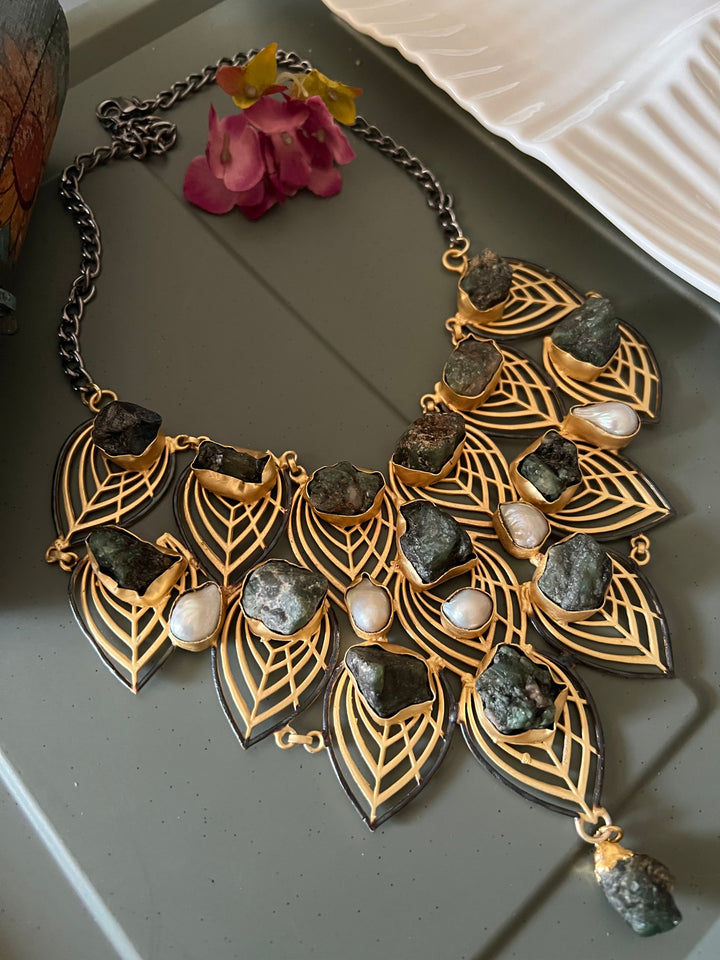 Statement Natural Raw Gemstones Handmade Necklace - Elevate Your Elegance