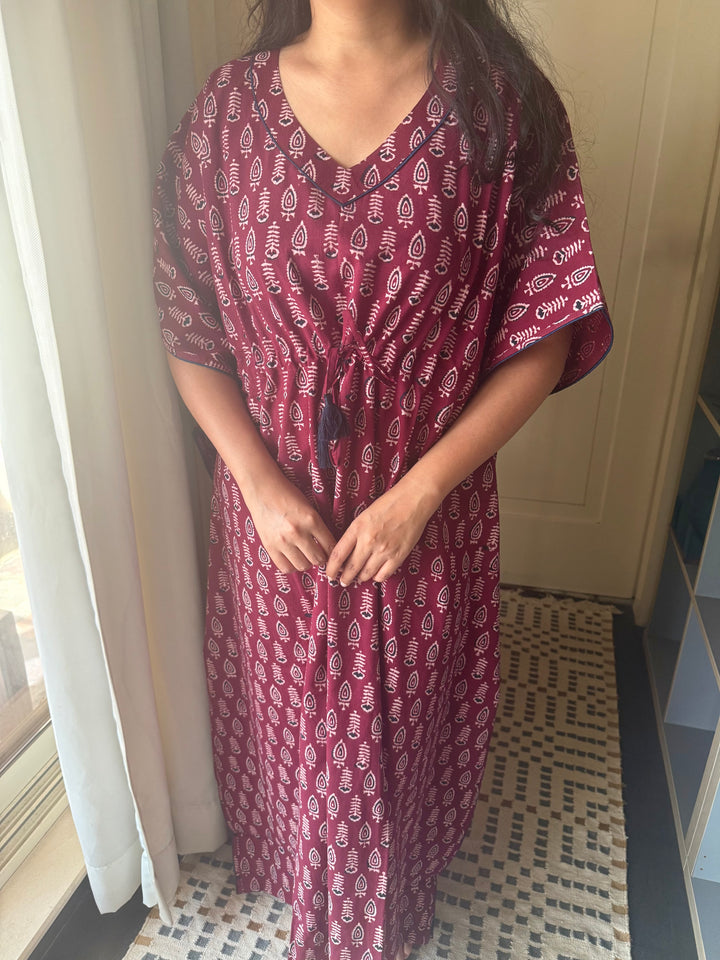 100% Cotton Kaftan: Indian Print Loungewear
