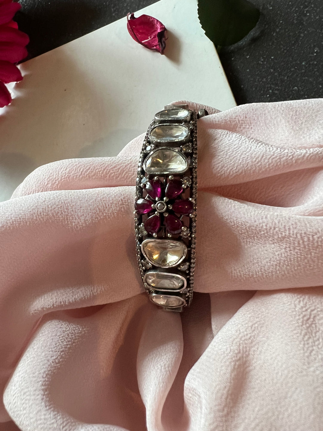 Polki Stone Bracelet - 925 Silver