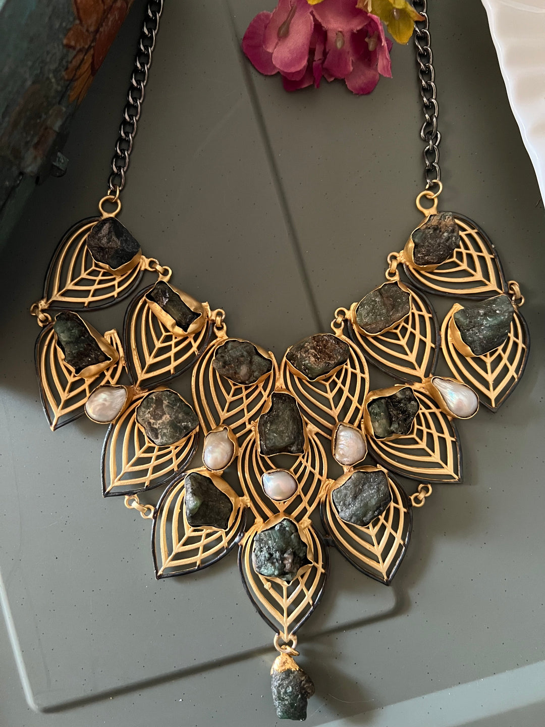 Statement Natural Raw Gemstones Handmade Necklace - Elevate Your Elegance