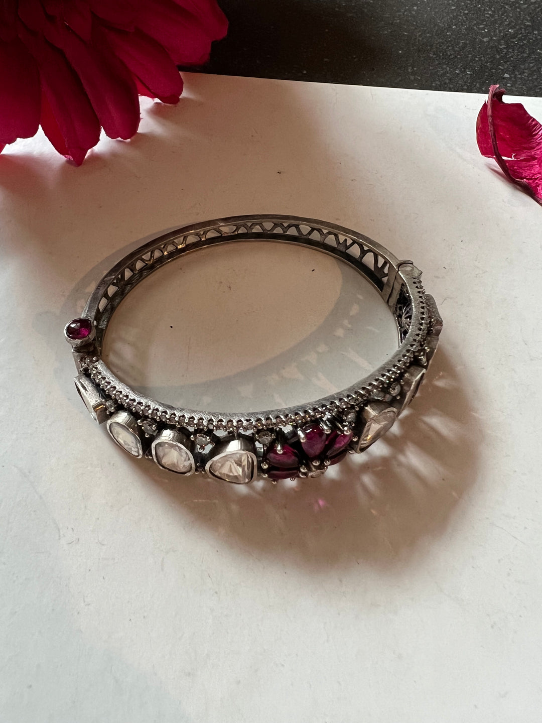 Polki Stone Bracelet - 925 Silver