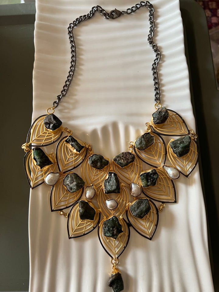 Statement Natural Raw Gemstones Handmade Necklace - Elevate Your Elegance