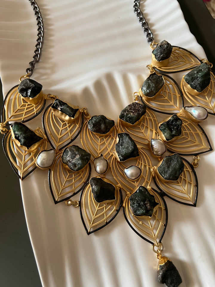 Statement Natural Raw Gemstones Handmade Necklace - Elevate Your Elegance