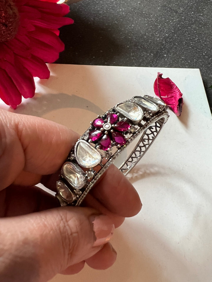 Polki Stone Bracelet - 925 Silver