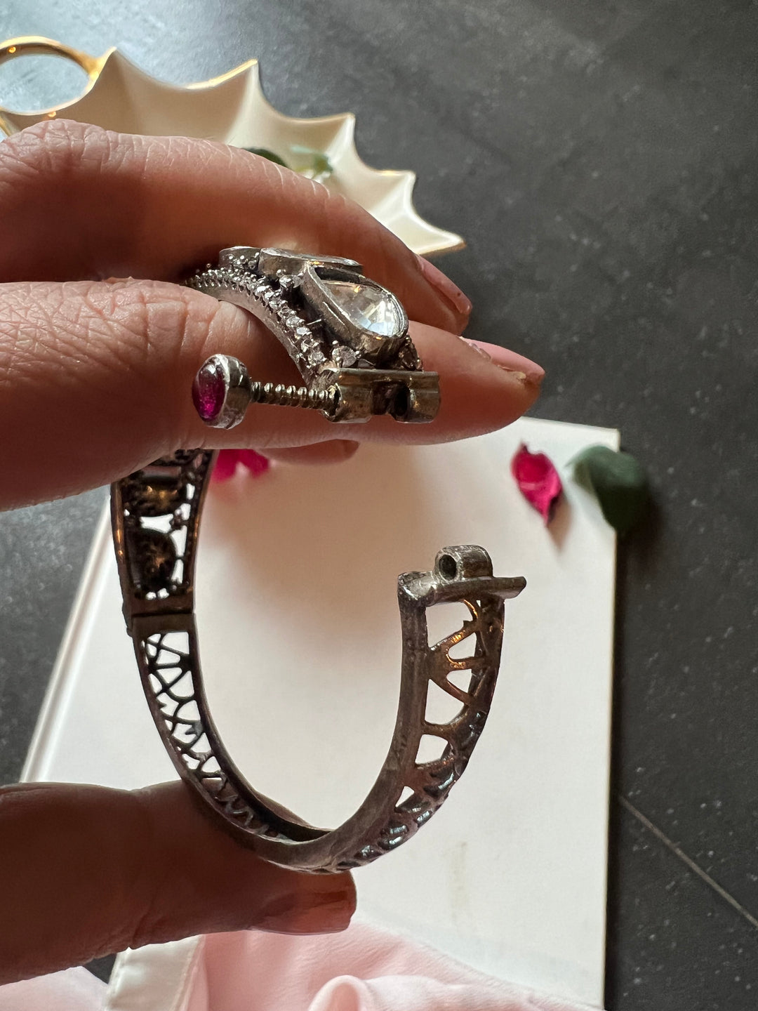 Polki Stone Bracelet - 925 Silver