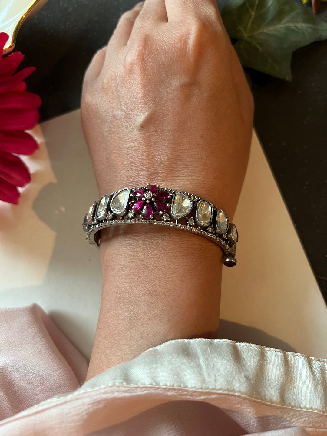 Polki Stone Bracelet - 925 Silver