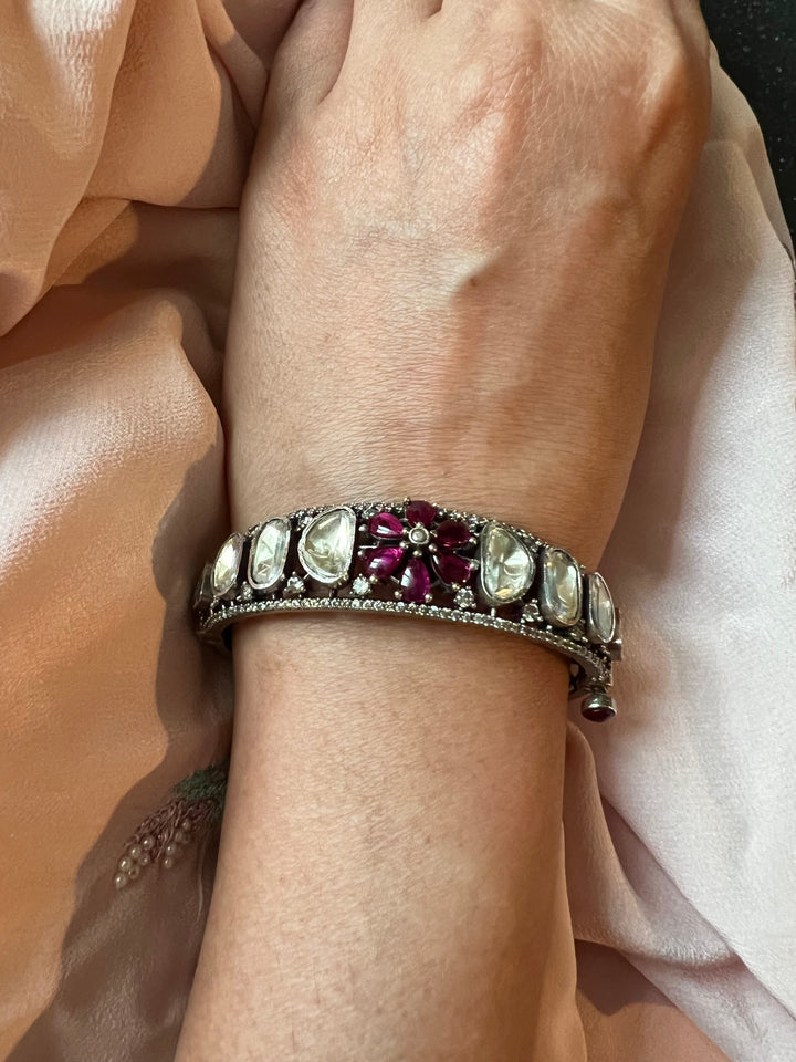 Polki Stone Bracelet - 925 Silver