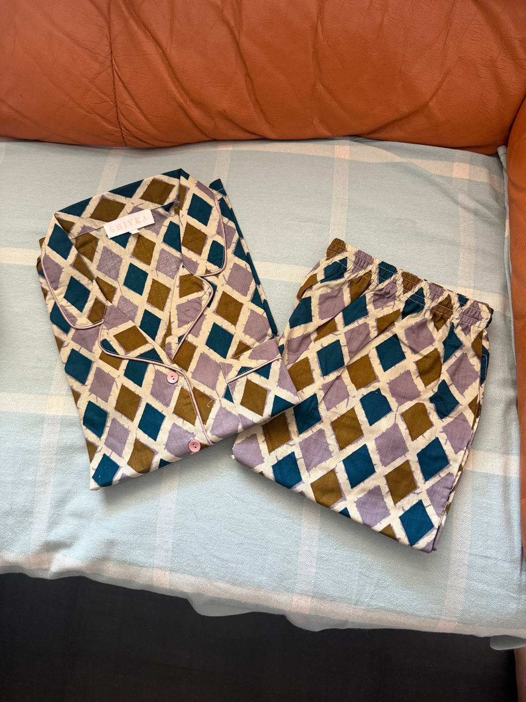 Designer Indian Print Cotton Night Suit - (Shirt and Shorts) Set of Two