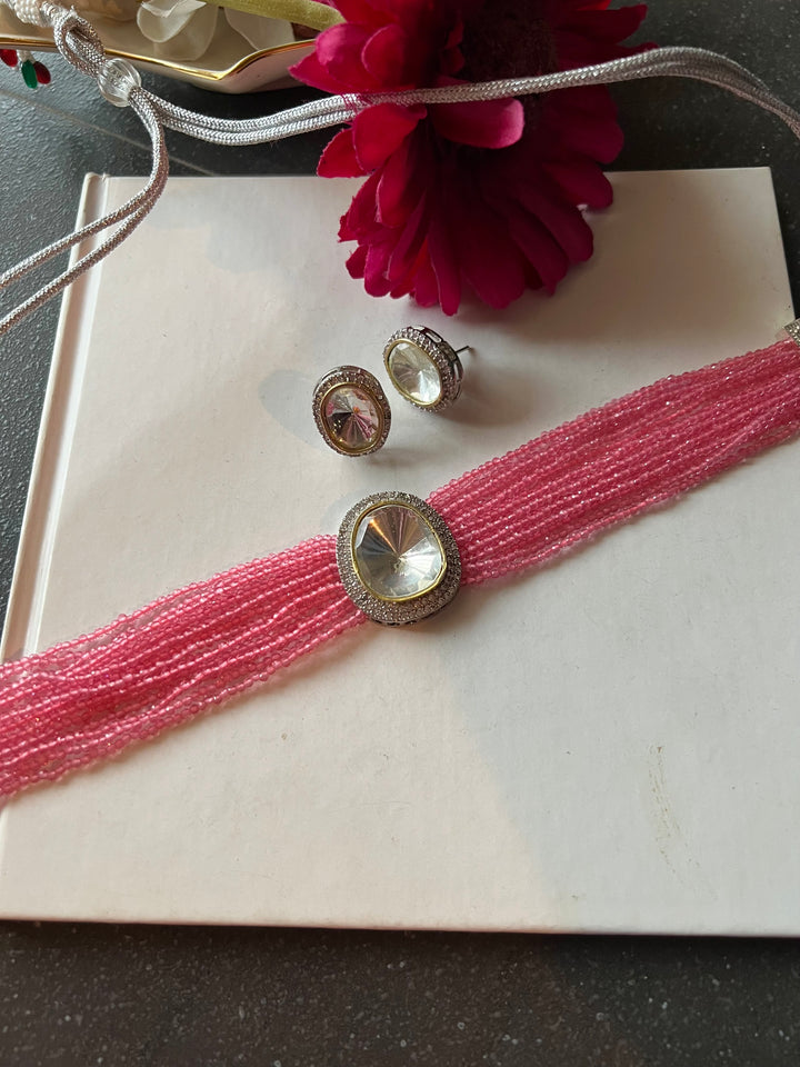 Minimalist Victorian Kundan Choker with Studs