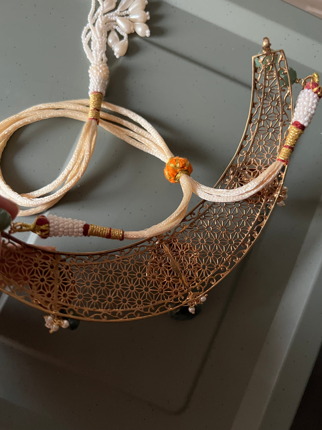 Exquisite Silver Kundan Polki Necklace Set with Carved Emerald Drops