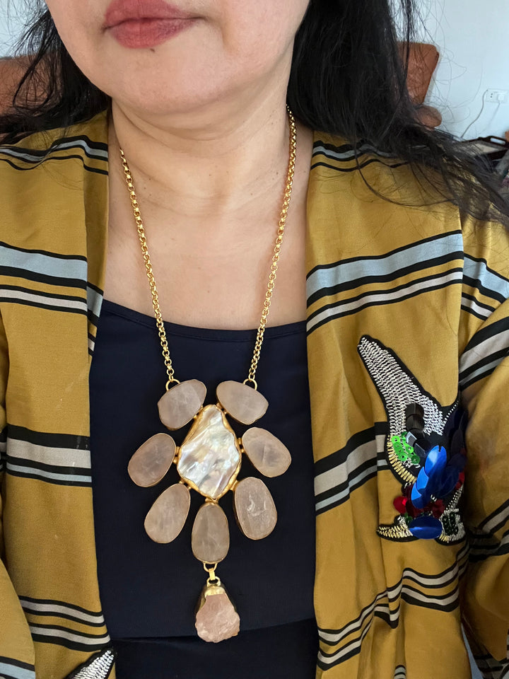 Statement Natural Stones Handmade Pendant Necklace - Elevate Your Elegance