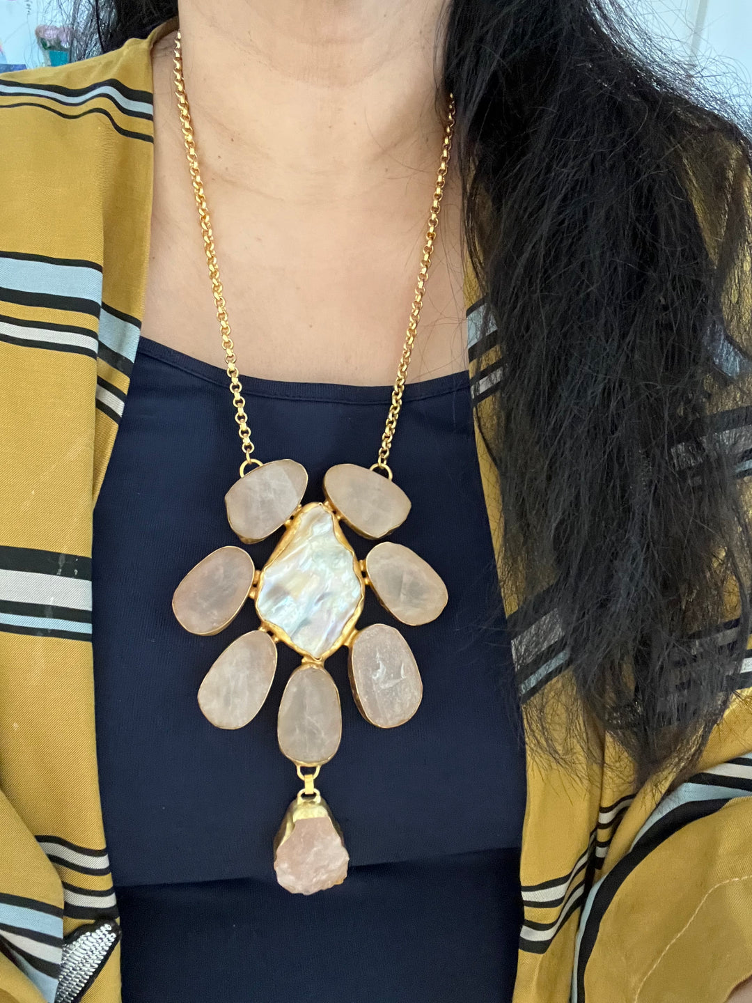 Statement Natural Stones Handmade Pendant Necklace - Elevate Your Elegance