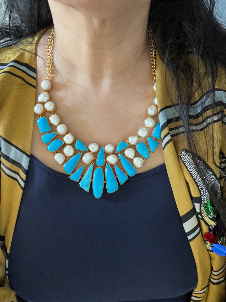 Statement Natural Stones Handmade Necklace - Elevate Your Elegance