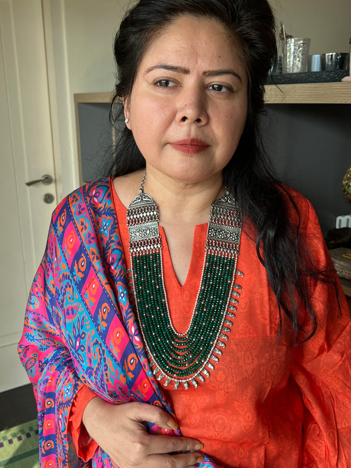 Paisley Sterling 925 Silver Jade Rani Haar/ Real Silver Necklace/ Pearl Necklace